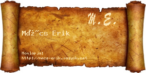 Mács Erik névjegykártya