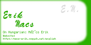 erik macs business card